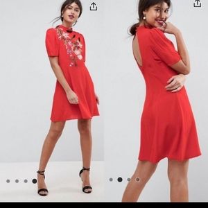 ASOS Chinoiserie Embroidered Mini Dress, Size 4